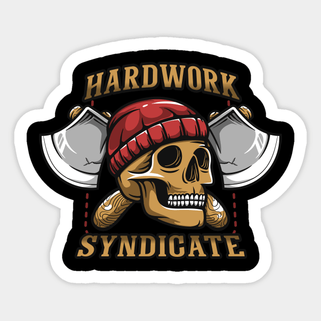 Hardworker skull cross axe Sticker by noorshine